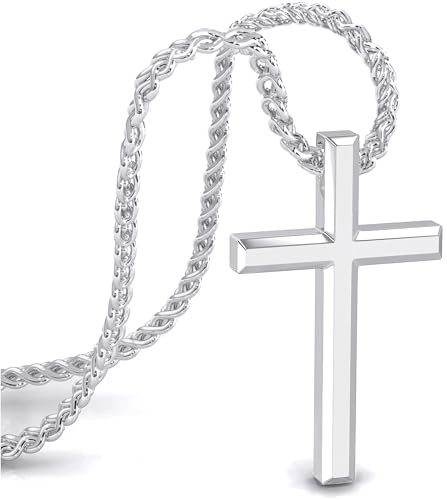 SERASAR Collar Cruz Hombres Cadena Colgante 50cm Plata Joyería Idea De Regalo Jesús Cruces