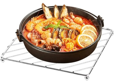 Eoixuqba 3 Stück Pot Trivet Metal Quadrat - 18,5x18.5x1,5 cm Topfuntersetzer Edelstahl, rutschfeste Wärmeisolierung, Untersetzer Für Heiße Töpfe Metall, Küchenarbeitsplattenschutz