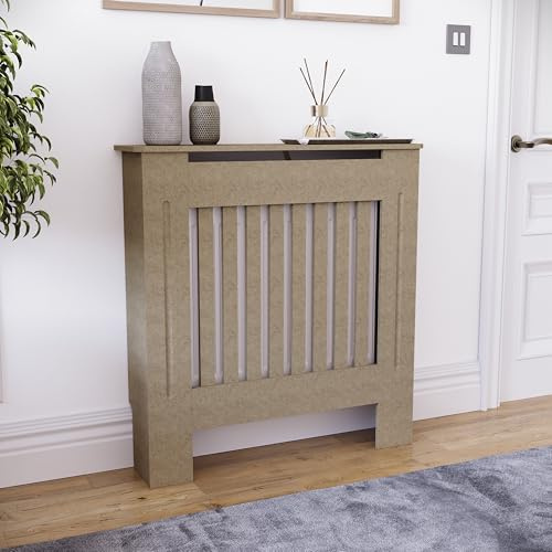 Vida Designs Chelsea Radiator Cover Unfinished - Small - Modern Vertical Slat Design For Optimal Heat Circulation - H82xW78xD19cm - Unpainted MDF Cabinet Ideal For Living Room & Hallway
