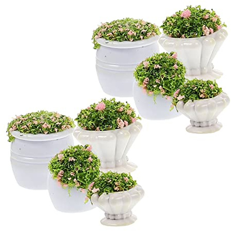 Veemoon 8pièces Fausse Plante Miniature Modèle De Paysage Décoration De Table Jouet De Bricolage Accessoire De Jardin Miniature Plante Verte Simulée