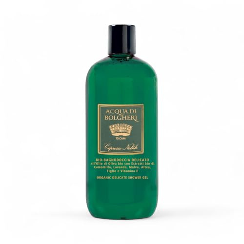 Acqua di Bolgheri Duschbad zur Körperreinigung, feuchtigkeitsspendend und parfümiert, natürliche Formel, hergestellt in Italien, eleganter Duft aus Holz und Balsam, CIPRESSO NOBILE 500 ml