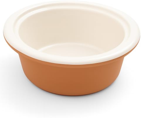 Kerazo Keramik großer 4L Hundenapf mit 3,0 cm überstehendem Rand, 31x10 cm (creme-terrakotta)
