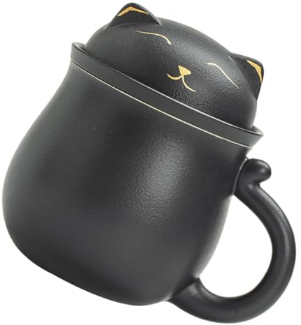 Toyvian Tasse en Céramique avec Infuseur, Mug Noir 350ml pour Bureau | Séparation du Thé, Usage Polyvalent, Protection du Bureau, Usage Sûr, Finition Noire, Format Compact