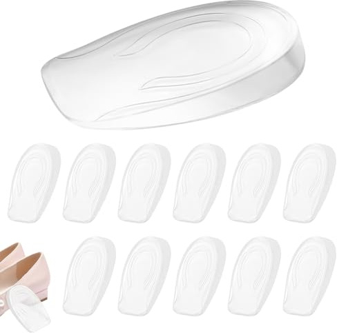 12 st. hälkuddar hälkuddar, silikon gel skoinlägg upphöjning 1 cm, självhäftande hälkudde för skor, transparent hälsenan inlägg för män och kvinnor