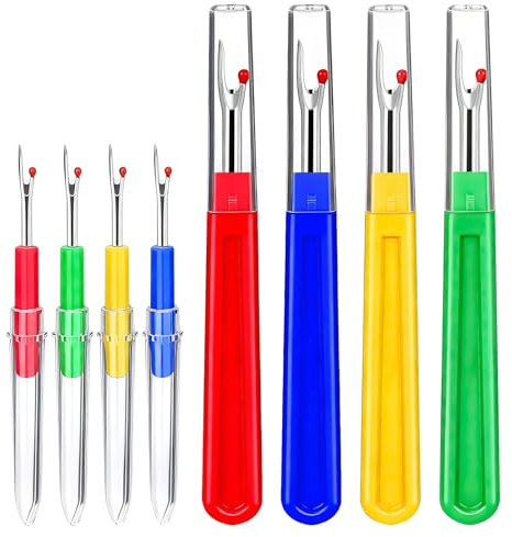 Lot De 8 Decoud Vite Couture, 4 Grands & 4 Petits Decouseur Fil Couture pour Un Découdrage Précis, Réparations de Tissus, Travaux de Couture DIY et Utilisation comme Coupe Fil ou Passe Fil Couture