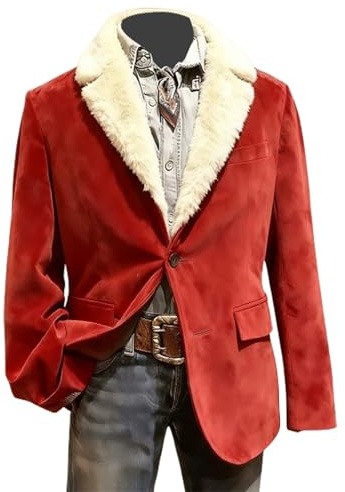 Veste de Noël pour homme - Veste de Noël en velours côtelé - Coupe droite - Veste de Noël festive - Blazer de Noël - Veste de costume de fête