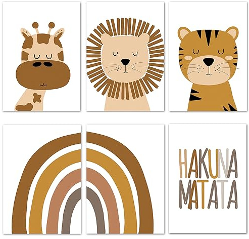 XRVRILE Bilder Babyzimmer Deko Poster Set 6Pcs Boho Poster Kinderzimmer Deko Mädchen, Wanddeko Wandbilder Kinderzimmer Mädchen