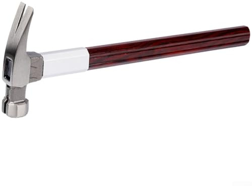 Martello da carpenteria curvo da 40 cm, manico isolato, testa antiscivolo, martello magnetico esagonale per chiodo per lavori di falegnameria fai da te (angolo retto 368,5 g)