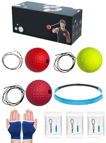 Box-Trainingsball mit Kopfband, Verstellbarer Kopf, Boxball, Punchingball mit Handbandagen | Erwachsene Anfänger Kampffähigkeitsverbesserung, Reflex-Trainingswerkzeug für Boxen, Fitness, Fitness
