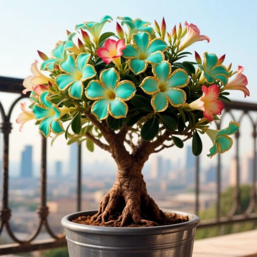 Senza Tempo Rosa del Deserto bulbi,piante Resistenti perenni,bulbi da fiore a fioritura,adatti per la semina immediata,Adenium Obesum, pianta vera(non artificiali)-4 bulbi-E