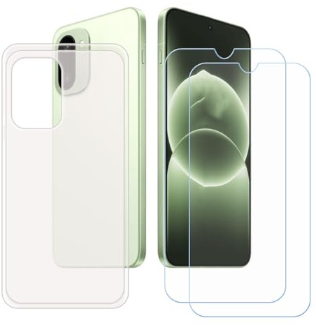 GYDQQKJ Funda para OnePlus Ace 6T + 2 Piezas Vidrio Protector de Pantalla Cristal Templado Film, Translúcido Suave TPU Silicona Cover Carcasa Caso Case para (6.83)
