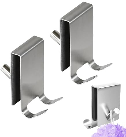 Molyorch 2 Pièces Crochet Double, Acier Inoxydable Crochet Douche pour Sur Porte, pour Porte en Verre de Salle de Bain 5-10 mm (Argenté)