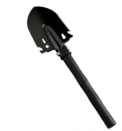 Mini pelle de jardin 6 en 1 - En acier inoxydable ultra légère - Pour l'extérieur et le jardin - Pelle de camping multifonction avec scie, décapsuleur et clé hexagonale - Outil de survie inoxydable