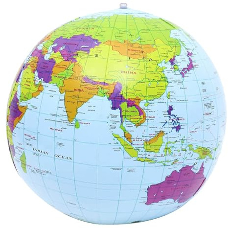AEKZOX 1 Globo Gonfiabile Globe PVC da Mondo Terra Gonfiabile Globo Pallone da Spiaggia per Giocare in Spiaggia o Insegnare Mappamondo Gonfiabile in per Regalo Festa del Giorno dei Bambini