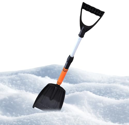 Pala da neve per auto, con estensibile da 71 a 86 cm - Con impugnatura ad anello a D Pala da neve estensibile portatile per auto | per camion, veicoli, motoslitte, ATV, parabrezza, vialetti e