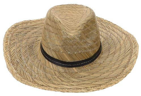Baluue Sombrero de Sol para Hombre ala Ancha L 58-60 Cm Sombrero de Playa Ligero de Paja Protección UV para Exteriores, Viaje y Vacaciones Verano