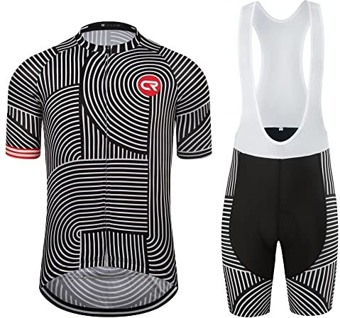 Coconut Ropamo CR Herren Radtrikot Set Rennrad Jersey Reißverschluss Tasche Trägerhose mit 4D Gepolstert Radbekleidung Set, 1018, Large