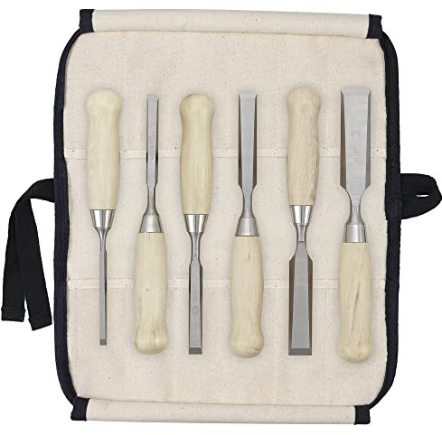 DICTUM Stemmeisen-Satz kurze Bauform 6-teilig – Präzisionswerkzeug für exakte Holzarbeiten | Hohe Standzeit | Für werkstücknahes Arbeiten | Gebrauchsfertiger, maschinell hergestellter Anschliff