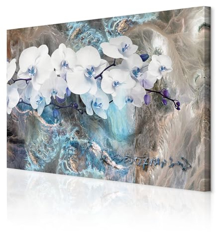 decomonkey Wandbilder Abstrakt Blumen 120x80 cm 1 Teilig Leinwandbilder | Strukturleinwand, Holzkeilrahmen, Bild auf Leinwand, Kunstdruck, Wanddeko, Wohnzimmer, Wanddekoration, Orchidee