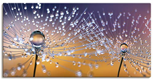 ARTLAND Wanddeko Leinwand Bilder Wandbild 60x30 cm Querformat Pusteblume Blumen Natur Pflanzen Abstrakt Modern Orange U1TA
