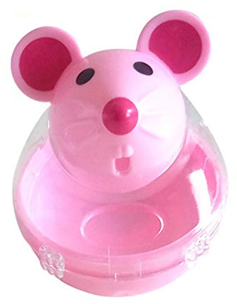 Washranp Cat Food Dispenser Toy,Pet Cat Kitten Mouse Shape Treat Holder Food Storage Dispenser Chew Play Toy Pink