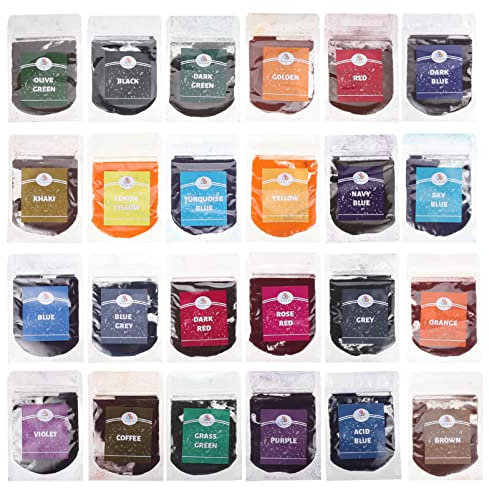 Ciieeo Batikpulver Batikpigment Stofffärbe Satz 24 Farben Leuchtendes Farbpulver für Textilien Selbstgemacht Batikpigment für Kinder und Erwachsene