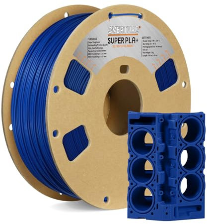 OVERTURE Super PLA+ Filament 1.75mm, 1kg Spule (2.2lbs), Maßgenauigkeit +/- 0.03 mm, für 3D Drucker (Dunkelblau)