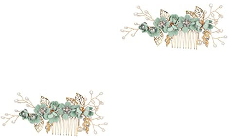 BIUDECO 2stücke Braut Haarkamm Mit Kristallen Eleganter Haarschmuck Aus Legierung Grün Für Hochzeiten Partys Und Besondere Anlässe Feiner Kopfschmuck Für Braut Und Brautjungfern