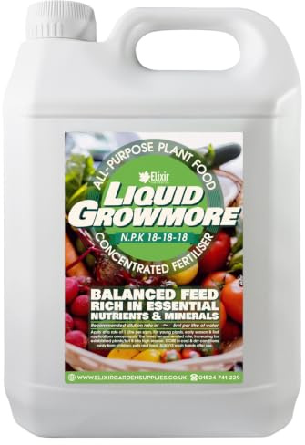 Elixir Garden Liquid Growmore Multi-Purpose Plant & Flower Fertiliser | Concentrated 2.5 Litre Bottle makes up to 2500 Litres of Liquid Fertiliser