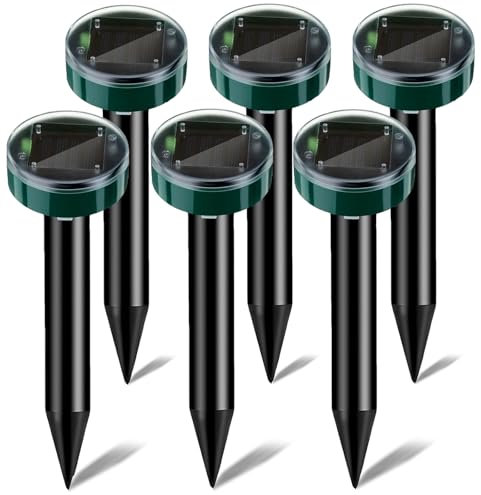 6 Pack Mole Repellent,Ultrasonic Mole Repellent Solar Powered,Waterproof Sonic Mole Repeller,Mole Deterrent Repels Gopher,Vole,Snake for Lawn Garden Yard