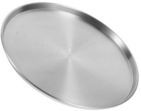Gatuida Bandeja Para Pizza y Más Plato Redondo De Acero Inox Base Plana Ideal Para Cocinar y Servir