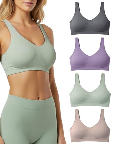 Risalti Reggiseno Senza Ferretto Spalla Larga Eco Friendly 4pz – Brassiere Donna, Reggiseno Donna in Morbida Microfibra Yees Green, Seamless Bra, Intimo Sostenibile e Traspirante - Made in Italy