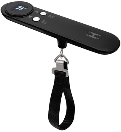 Homedics Travel Lite bagagevågar upp till 50 kg/110 lb, våg med överviktsvarning och digital display, ställa in flygbolagsgränser, kompakt design