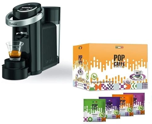 Generico Macchina per il caffè Borbone Bluemoon a Cialde Ese 44 mm. Novità 2025 Blue Moon Colore NERA + 150 Cialde Pop Caffè Miste Assortite *