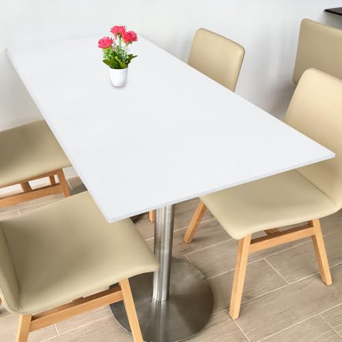 QUARKZMAN Mantel Ajustado para Mesa Rectangular De 4 Pies 48x23 Blanco | Cubremesa De Poliéster Lavable Y Elástico, Con Borde Elástico, Para Picnic Camping Patio Exterior