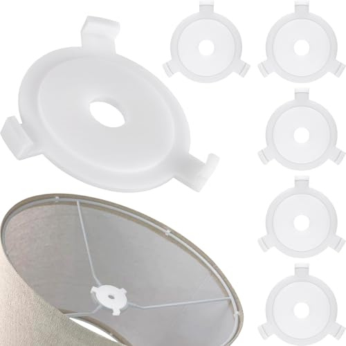 OIIKI 6pcs Lamp Shade Adapter Ring, White Lamp Shade Reducer Rings, Plastic Lampshade Adapter Converter Replacement for Pendant Desk Light