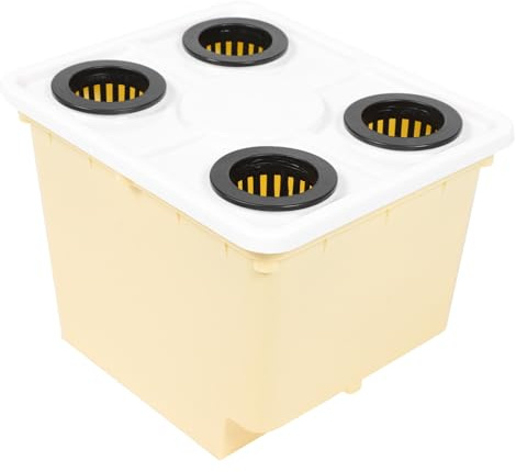 Homoyoyo Cubos de Cultivo sin Tierra para Invernadero, Cesta de Plástico Hidropónica Amarilla 4 Agujeros, Soporte para Plantar Hortalizas y Frutas, Sistema de Cultivo Hidropónico y Estable