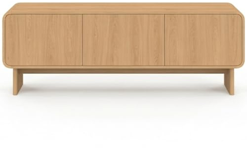 IDMarket - Meuble TV 140 cm Capucine 3 Portes façon hêtre Design Arrondi