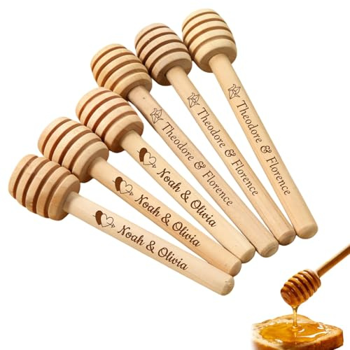 Cucharas De Madera Personalizadas Para Miel, Cucharas Para Miel Con Nombre Grabado A Medida, Mini Agitadores Para Mezclar Miel, Recuerdos De Boda, Regalos De Boda Para Invitados(10cm)