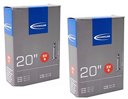 Schwalbe SV6 Inner Bicycle Tubes - 20 x 1.10 (1 1/8) - 1.50, 40mm Presta Valve (2 Pack)