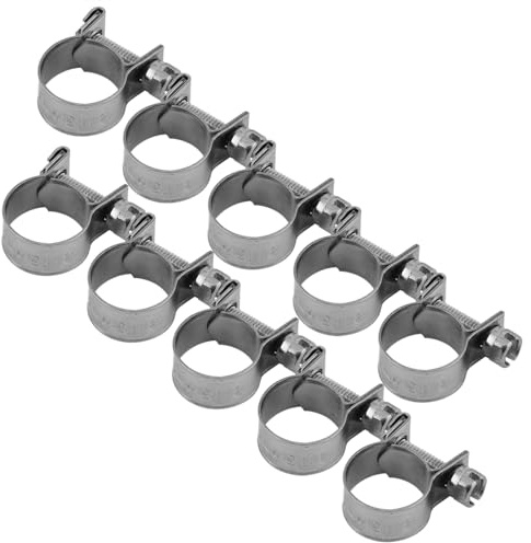 FTVOGUE Edelstahl Schlauchschellen Set, 10 Stück Mini-Kraftstoffleitungsklemmen, 6-20 mm Durchmesser, Schraubzwingen für Schläuche und Rohre