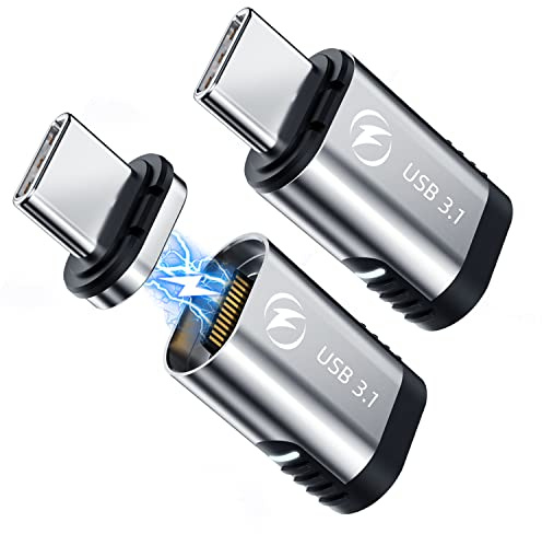 DuHeSin Magnetischer USB-C-Adapter 2 Stück, 24-poliger magnetischer USB-C-Adapter, gerade mit 100 W Aufladung, USB 3.1, 10 Gbit/s, 4K@60 Hz für Thunderbolt 3 MacBook Pro/Air und mehr Typ-C-Geräte