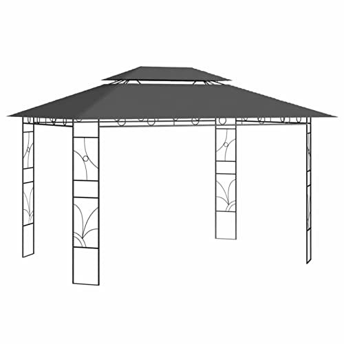 Kstyhome Pavillon, Partyzelt, Gartenpavillon, Zeltgarage, Bierzelt, Weidezelt, Carport, Lagerzelt Winterfest, Garagenzelt, 4x3x2,7 m Anthrazit 160 g/m²