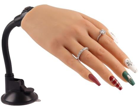 KnowU övningshand för nageldesign silikon, övningshand för gelnaglar set, falsk hand med stativ, nagelövning handmodell, höger