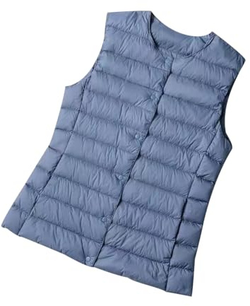 Chaleco Plumas Mujer Ligero Chaleco Guateado Ultraligero Mujer Chalecos Acolchados Señora Abrigo Sin Mangas Mujer Chaleco Plumon Chaleco Plumifero Mujer Acolchado Chaleco Plumífero Mujer Azul XL
