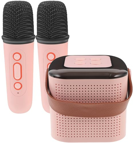 Tragbares Mikrofon und Lautsprechersystem mit 2 Mikrofonen, Rosa | Abs Gehäuse, Stereo Sound und Funktechnik, 3, 5-mm Audioeingang Sowie Schnelle Verbindung