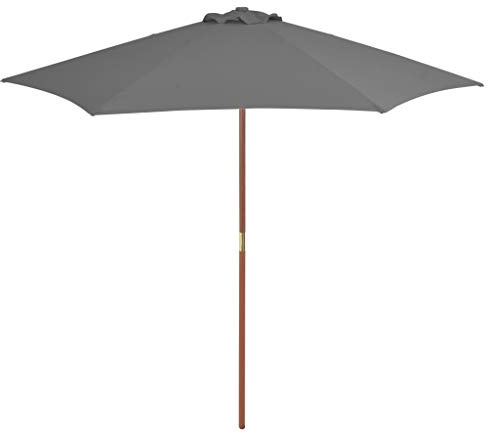 Rantry Casa Ombrellone da Esterni con Palo in Legno 270 cm Antracite, Ombrellone da Giardino Spiaggia, Pesca Esterno Antivento Portabile per Balcone Terrazzo Esterno Piscina Casa Mobili