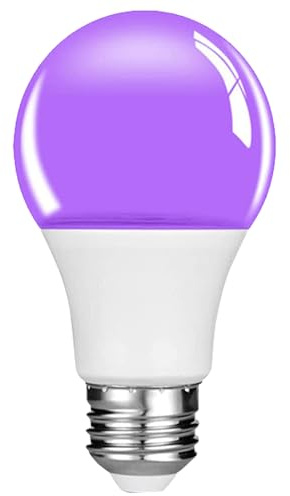 MODOAO lampadine nere, 9W lampadina UV LED con base E27, 395nm bagliore nella lampadina nera scura lampada UV, lampada fluorescente viola ultravioletta per Halloween Party Stage Illuminazione (bianco)