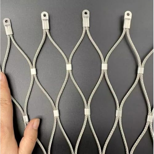 HJLKDYM Cable Balustrade Mesh, Fence Stainless Steel Woven Wire Mesh, Flexible Impact Resistance Anti-Fall Net For Balustrade For Farm Poultry Barrier, Easy To Cut(Silver-3cm,1x3m)