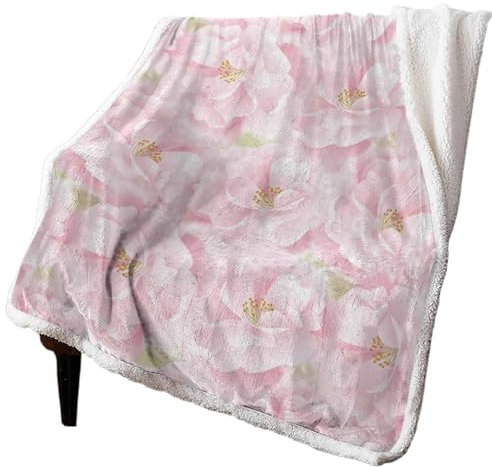 FCMWLKEJI Decke mit Rosenmuster, warm, Winter, weich, Überwurf, Decke für Bett, Sofa, Wolldecke, Rosa